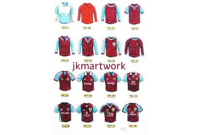 Burnley FC Retro Shirts Wall Art Print