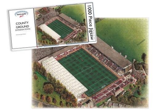 Swindon Town FC County Ground Stadium Art Jigsaw Puzzle
