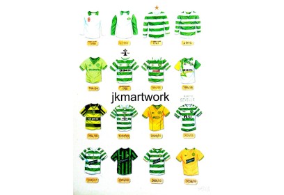 Celtic FC Retro Shirts Wall Art Print
