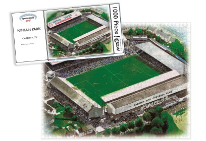 Cardiff City FC Ninian Park Stadium Art Jigsaw Puzzle