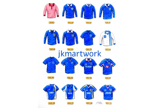 Portsmouth FC Retro Shirts Wall Art Print