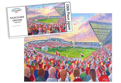 Wrexham FC Racecourse Ground Stadium Art Jigsaw Puzzle