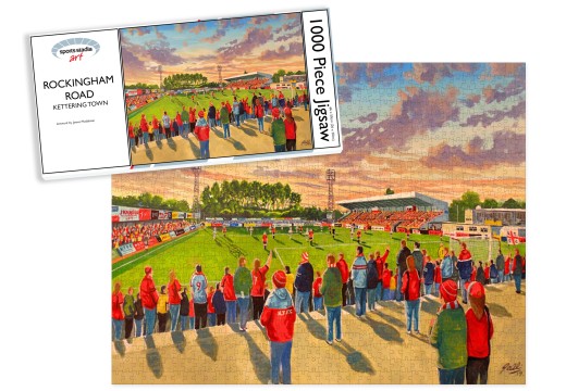 Kettering Town FC Rockingham Road Stadium Art Jigsaw Puzzle