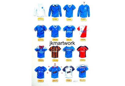 Rangers FC Retro Shirts Wall Art Print