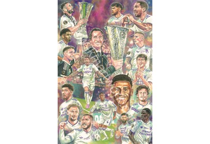Aston Villa FC Europa League winners 2025-2026 Wall Art Print